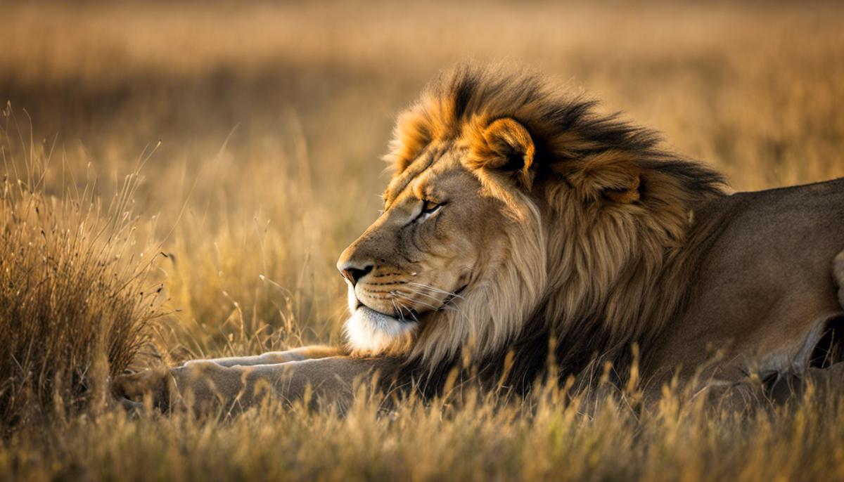 An image of a lion sleeping peacefully in the savannah, How long do lions sleep